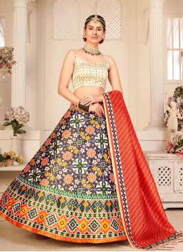 Multi Color Pure Rera Silk Patola Print Lehenga