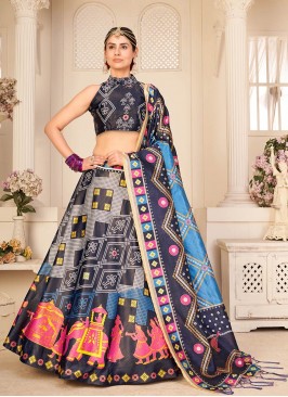 Multi Color Pure Rera Silk Patola Print Lehenga