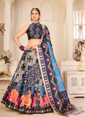 Multi Color Pure Rera Silk Patola Print Lehenga