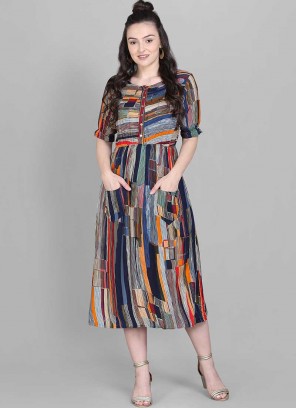 Multi Color Rayon Designer Kurti