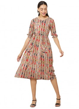 Multi Color Rayon Printed Casual Wear Kurti