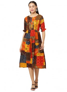 Multi Color Rayon Printed Casual Wear Kurti