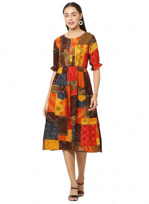Multi Color Rayon Printed Casual Wear Kurti