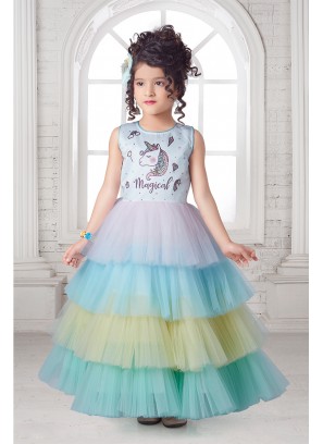Multi Color Ruffle  Style Girls Frock