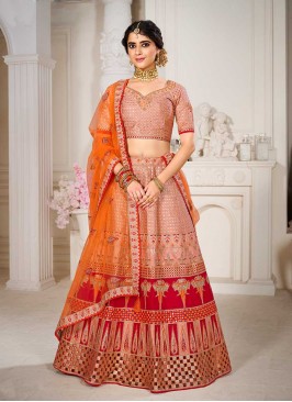 Multi Color Silk Bride Lehenga