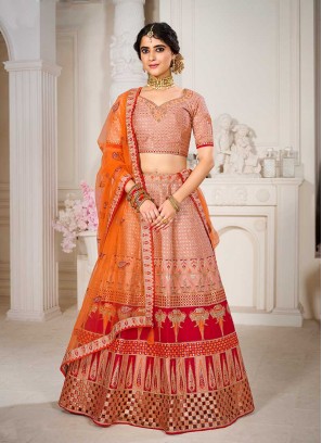 Multi Color Silk Bride Lehenga