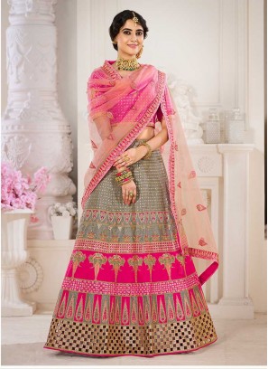 Multi Color Silk Lehenga For Wedding