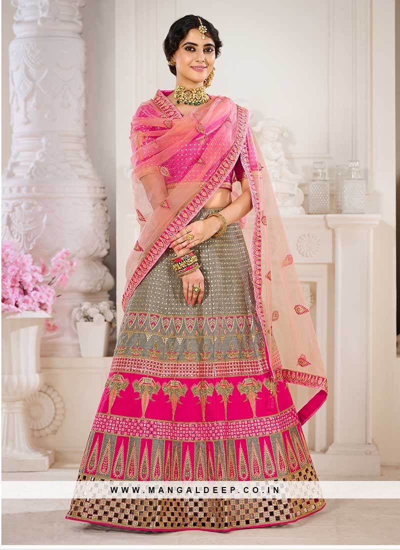 Multi Color Silk Lehenga For Wedding