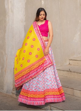 Multi Color Silk Party Wear Lehenga