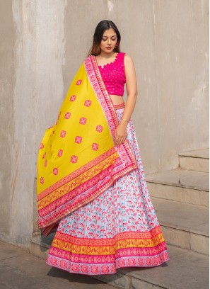 Multi Color Silk Party Wear Lehenga