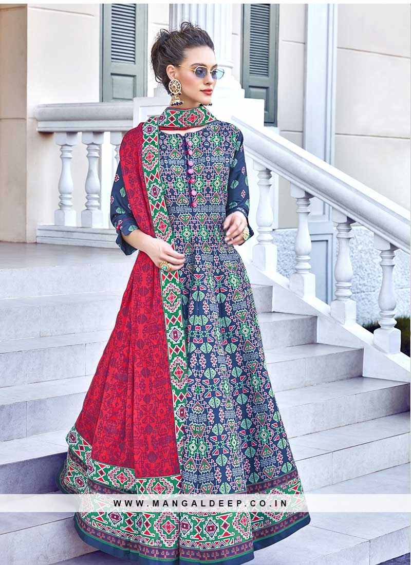 dani fashion df design number 2 n 3 readymade patola print gown collection  readymade gown partywear anarkali patola print gown collection