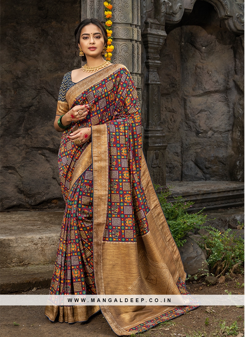 Multi Color Silk Saree For Ladies