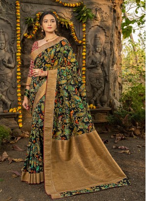 Multi Color Silk Saree For Party