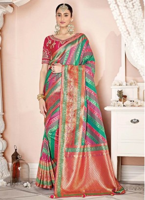 Multi Color Silk Woven Fancy Saree
