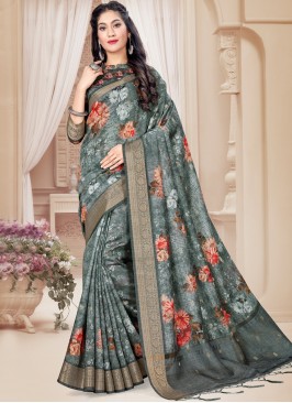 Multi Colour Art Silk Printed Saree