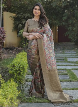 Multi Colour Banarasi Silk Contemporary Saree