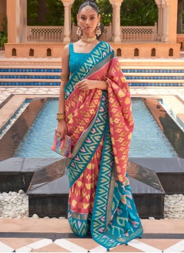 Multi Colour Ceremonial Patola Silk  Trendy Saree