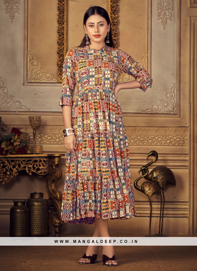 Multi-Colored Cambric Cotton Block Printed Anarkali Set Design by SAMAAYA  JAIPUR at Pernia's Pop Up Shop 2024