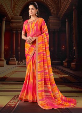 Multi Colour Chiffon Classic Saree