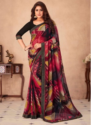Multi Colour Chiffon Trendy Saree