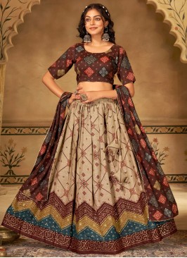 Multi Colour Cotton Mehndi Lehenga Choli