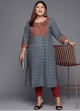 Multi Colour Cotton Printed Party Wear Kurti