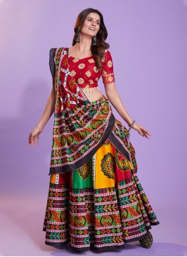 Multi Colour Cotton Readymade Lehenga Choli