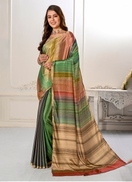 Multi Colour Digital Print Ceremonial Trendy Saree