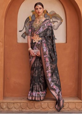 Multi Colour Digital Print Reception Classic Saree