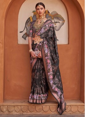 Multi Colour Digital Print Reception Classic Saree