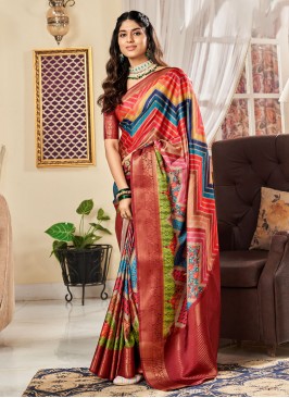 Multi Colour Digital Print Saree