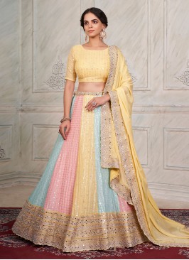 Multi Colour Embroidered Designer Lehenga Choli