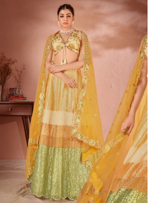 Multi Colour Embroidered Lehenga Choli