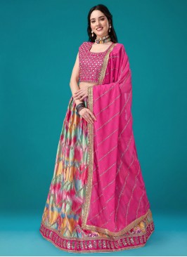 Multi Colour Embroidered Satin Silk Trendy Lehenga Choli