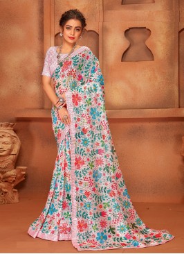 Multi Colour Embroidered Trendy Saree