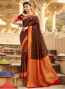 Multi Colour Engagement Silk Classic Saree