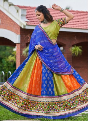 Multi Colour Foil Print Lehenga Choli