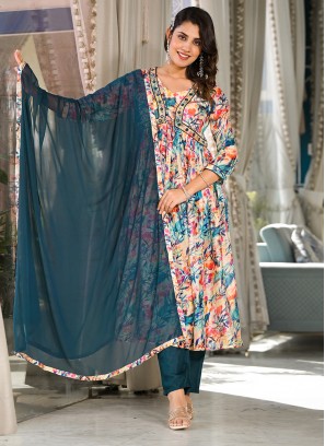 Multi Colour Georgette Digital Print Readymade Salwar Kameez