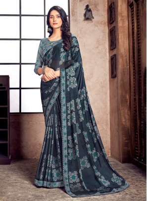 Multi Colour Georgette Digital Print Trendy Saree