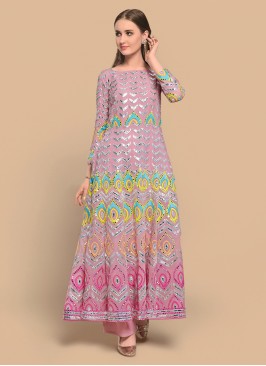 Multi Colour Georgette Floor Length Gown