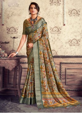Multi Colour Gota Work Silk Classic Saree