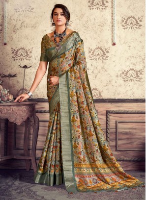 Multi Colour Gota Work Silk Classic Saree