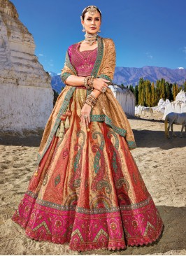 Multi Colour Jacquard Work Lehenga Choli