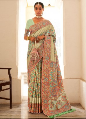 Multi Colour Kashmiri Classic Saree