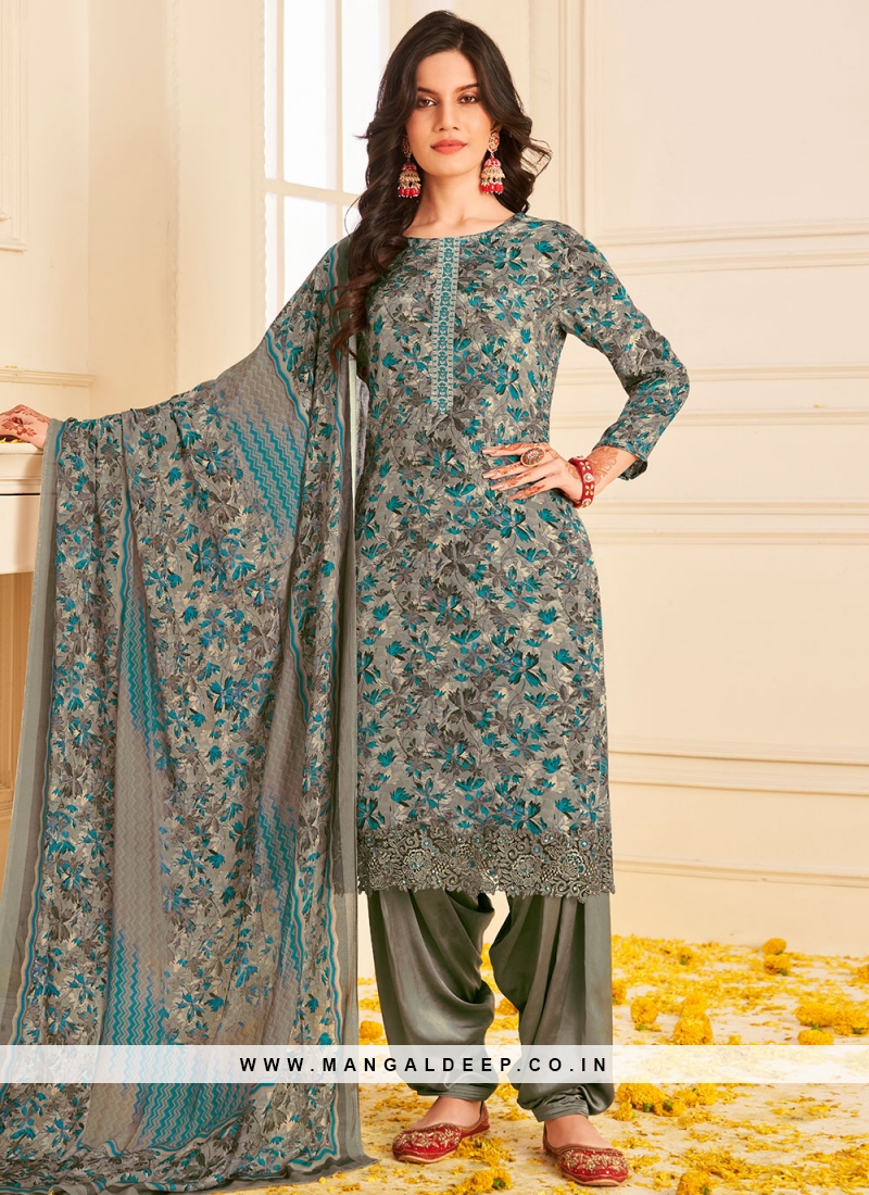 Buy Olive Embroidered Silk Blend Straight Kurta With Trousers & Dupatta  Online at Rs.2099 | Libas