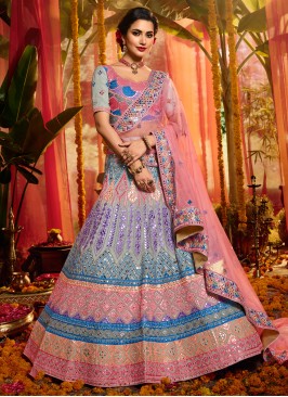 Multi Colour Organza Ceremonial Trendy Lehenga Cho