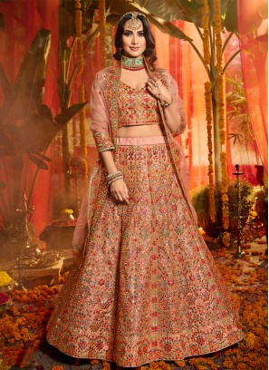 Multi Colour Organza Trendy Lehenga Choli
