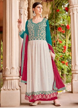 Multi Colour Party Faux Georgette Readymade Salwar