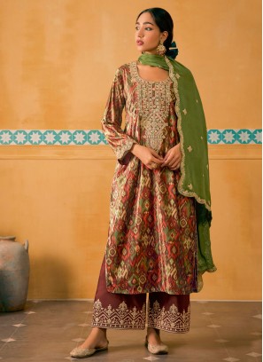 Multi Colour Party Velvet Pakistani Suit