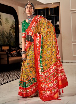 Multi Colour Patola Print Festival Saree